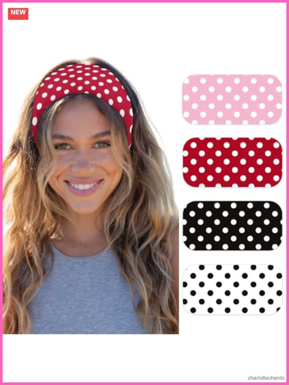 Polka Dot Fabric Headbands Soft Stretch Wide 4-Pack Women's Hair Accessories